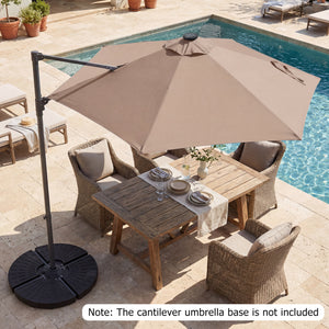 10 Feet Patio Cantilever Umbrella with Solar LED Lights-Tan view 6