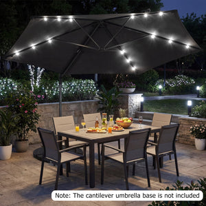 10 Feet Patio Cantilever Umbrella with Solar LED Lights-Gray view 2
