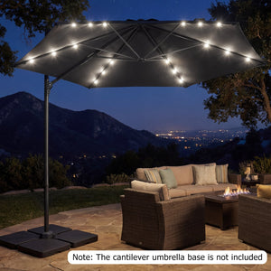 10 Feet Patio Cantilever Umbrella with Solar LED Lights-Gray view 3