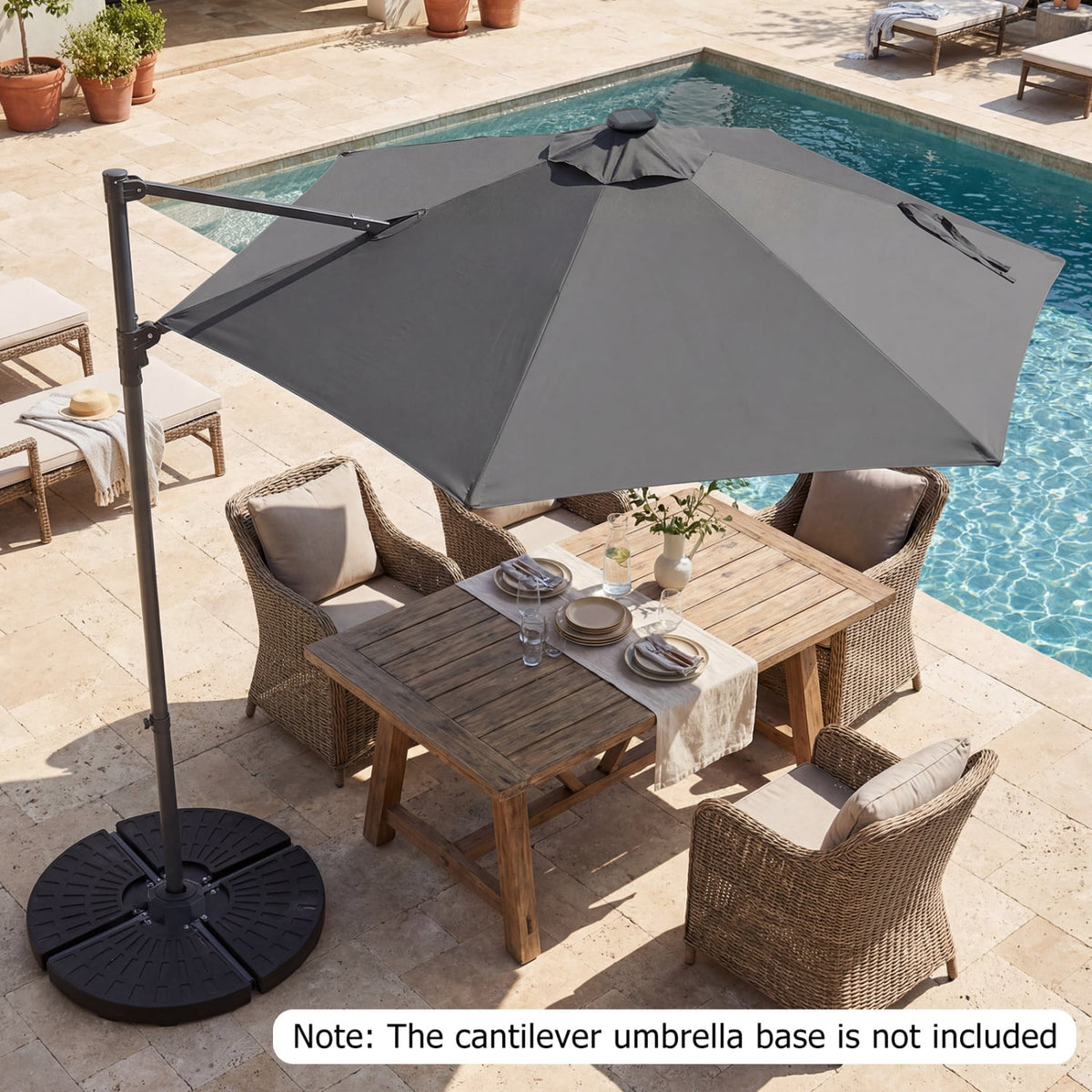 10 Feet Patio Cantilever Umbrella with Solar LED Lights-Gray view 6