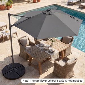 10 Feet Patio Cantilever Umbrella with Solar LED Lights-Gray view 6
