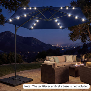 10 Feet Patio Cantilever Umbrella with Solar LED Lights-Navy view 3