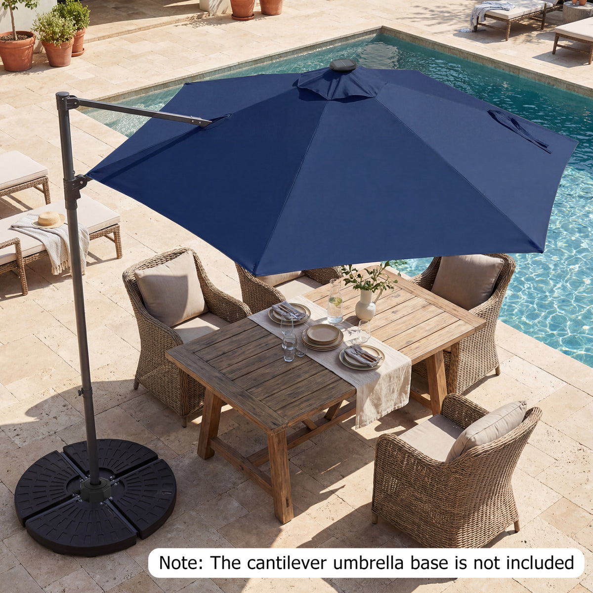 10 Feet Patio Cantilever Umbrella with Solar LED Lights-Navy view 5