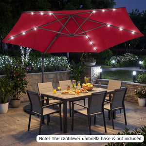 10 Feet Patio Cantilever Umbrella with Solar LED Lights-Wine view 2