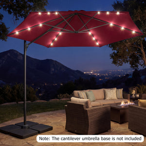 10 Feet Patio Cantilever Umbrella with Solar LED Lights-Wine view 3