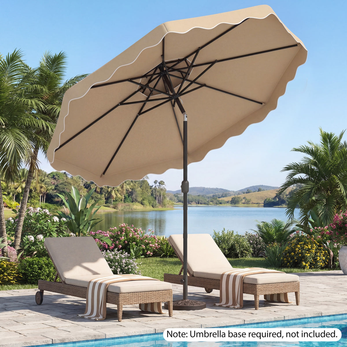 10 Feet Patio Umbrella with Push Button Tilt and Crank-Coffee view 2