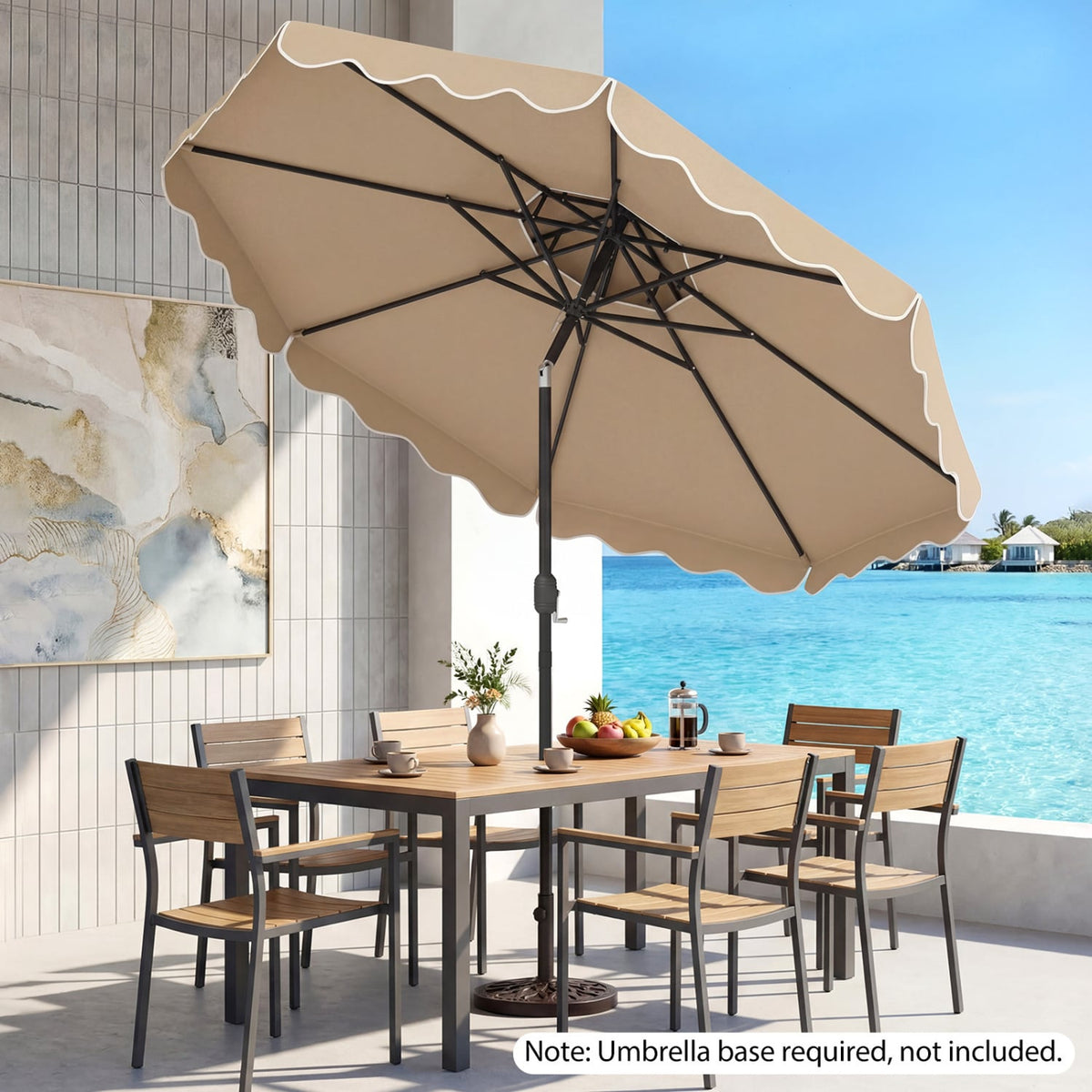 10 Feet Patio Umbrella with Push Button Tilt and Crank-Coffee view 3