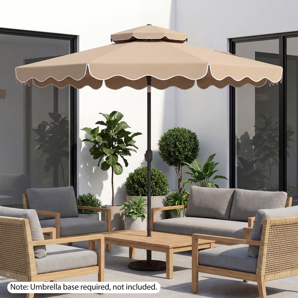10 Feet Patio Umbrella with Push Button Tilt and Crank-Coffee view 6
