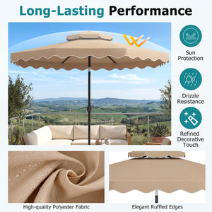 10 Feet Patio Umbrella with Push Button Tilt and Crank-Coffee view 7