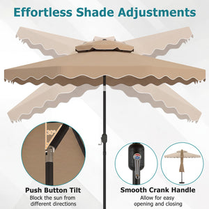 10 Feet Patio Umbrella with Push Button Tilt and Crank-Coffee view 8