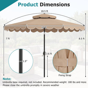 10 Feet Patio Umbrella with Push Button Tilt and Crank-Coffee view 5