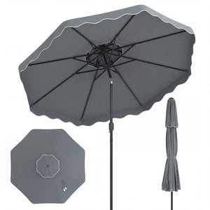 10 Feet Patio Umbrella with Push Button Tilt and Crank-Gray