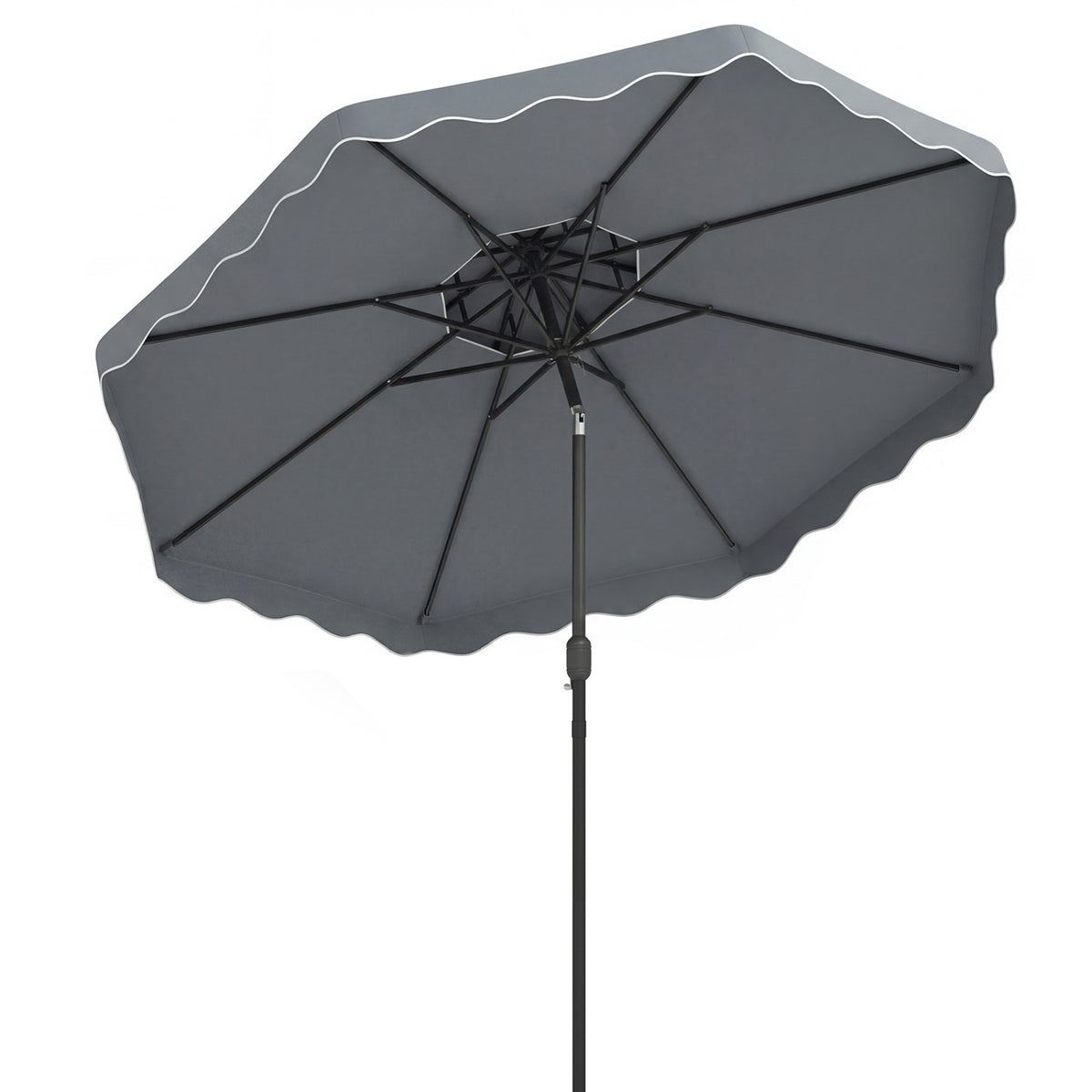 10 Feet Patio Umbrella with Push Button Tilt and Crank-Gray view 4