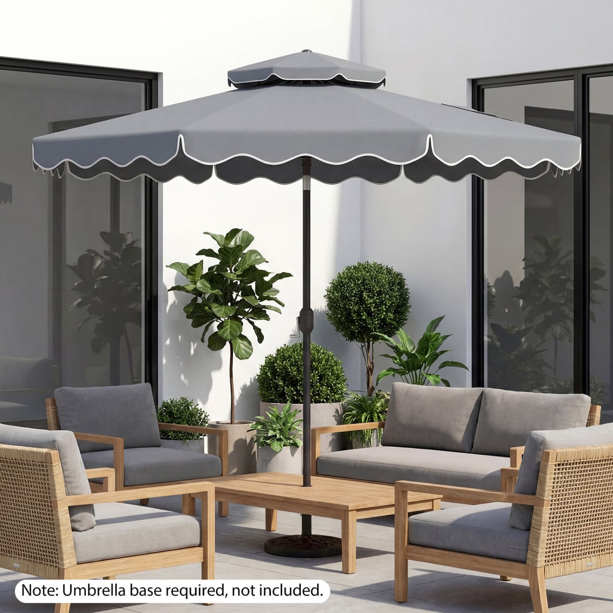 10 Feet Patio Umbrella with Push Button Tilt and Crank-Gray view 6