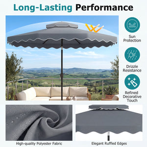 10 Feet Patio Umbrella with Push Button Tilt and Crank-Gray view 7