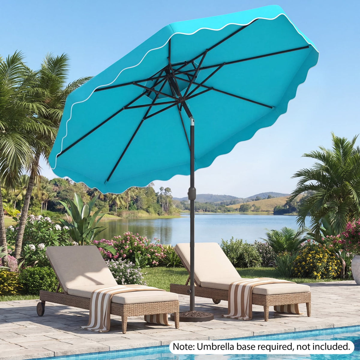 10 Feet Patio Umbrella with Push Button Tilt and Crank-Turquoise view 2