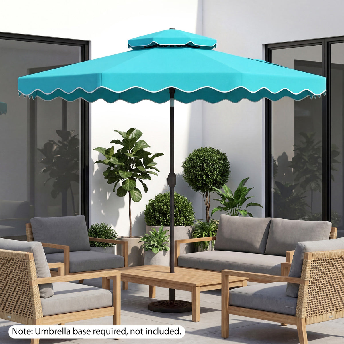 10 Feet Patio Umbrella with Push Button Tilt and Crank-Turquoise view 3