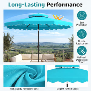 10 Feet Patio Umbrella with Push Button Tilt and Crank-Turquoise view 7