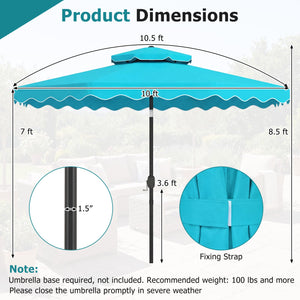 10 Feet Patio Umbrella with Push Button Tilt and Crank-Turquoise view 5