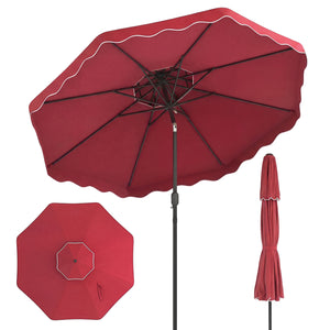 10 Feet Patio Umbrella with Push Button Tilt and Crank-Wine view 4
