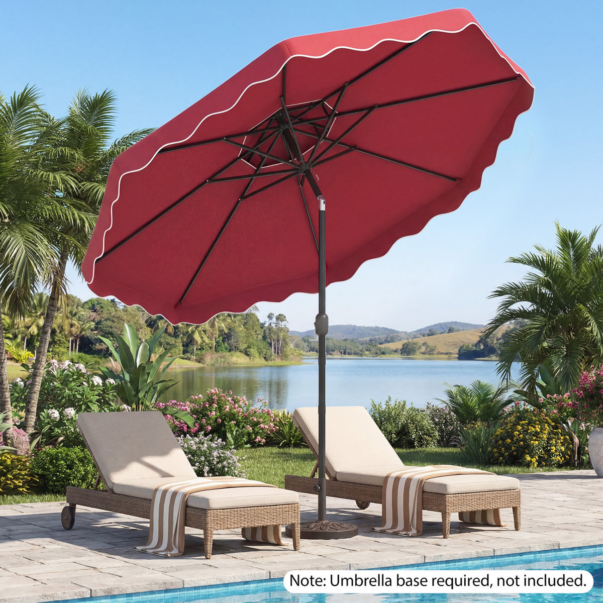 10 Feet Patio Umbrella with Push Button Tilt and Crank-Wine view 2
