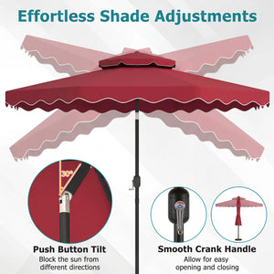 10 Feet Patio Umbrella with Push Button Tilt and Crank-Wine view 8