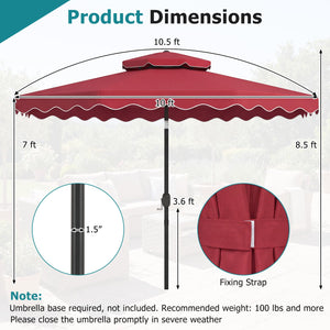 10 Feet Patio Umbrella with Push Button Tilt and Crank-Wine view 5