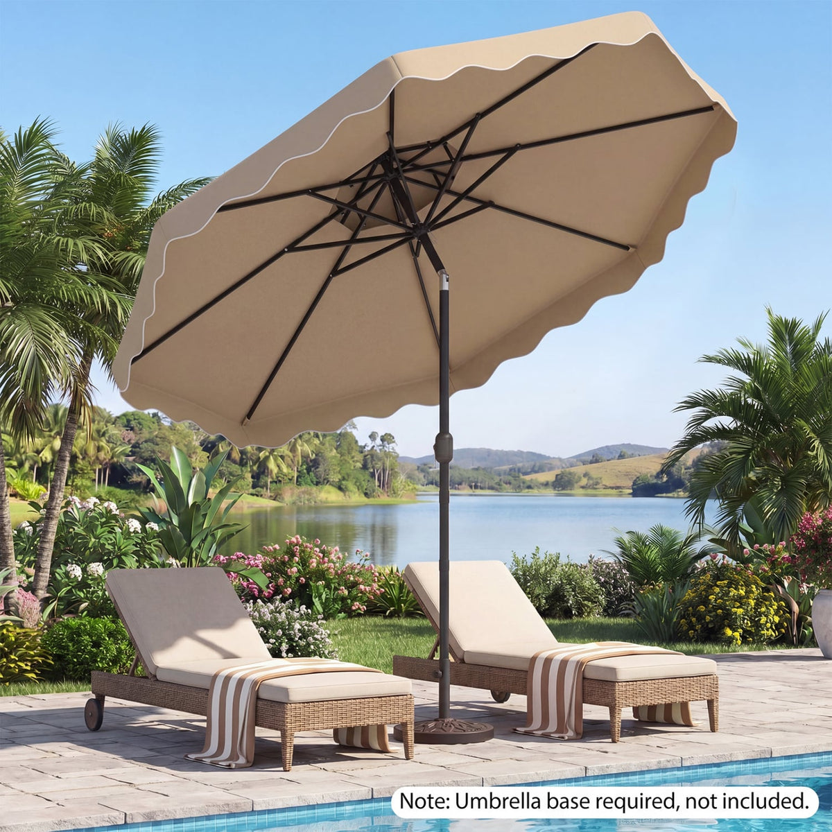 10 Feet Patio Umbrella with Push Button Tilt and Crank-Beige view 2