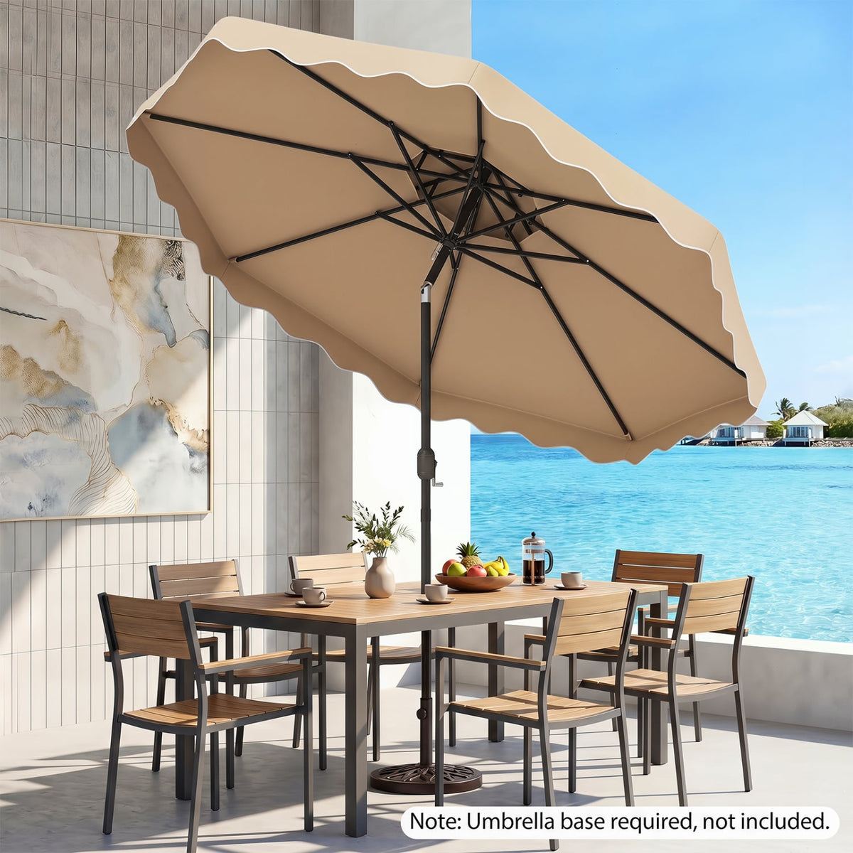 10 Feet Patio Umbrella with Push Button Tilt and Crank-Beige view 3