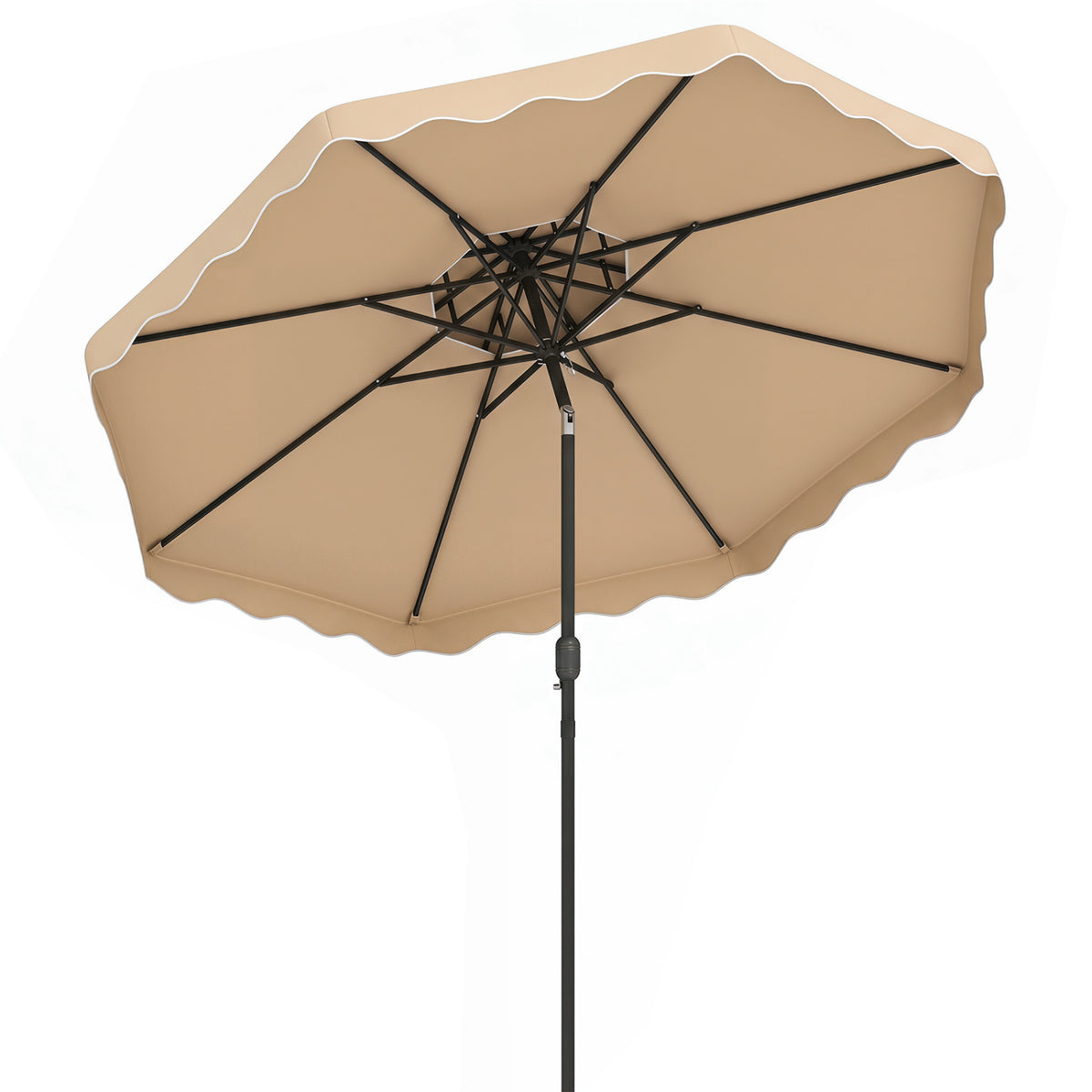 10 Feet Patio Umbrella with Push Button Tilt and Crank-Beige view 4