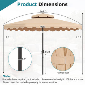 10 Feet Patio Umbrella with Push Button Tilt and Crank-Beige view 5