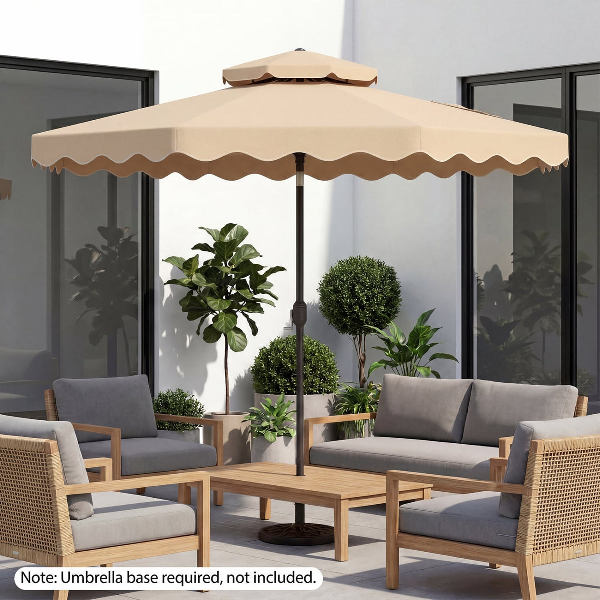 10 Feet Patio Umbrella with Push Button Tilt and Crank-Beige view 6