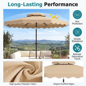 10 Feet Patio Umbrella with Push Button Tilt and Crank-Beige view 7