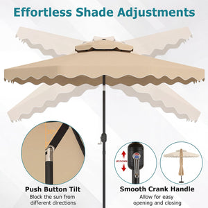 10 Feet Patio Umbrella with Push Button Tilt and Crank-Beige view 8