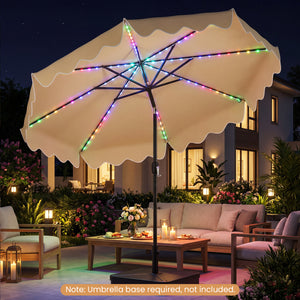 10 Feet Solar Patio Umbrella with Color-Changing LED Lights-Beige view 2