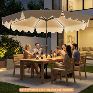 10 Feet Solar Patio Umbrella with Color-Changing LED Lights-Beige view 3