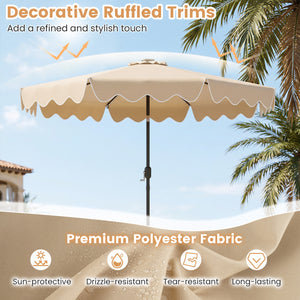 10 Feet Solar Patio Umbrella with Color-Changing LED Lights-Beige view 6