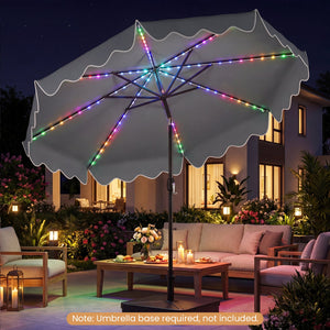 10 Feet Solar Patio Umbrella with Color-Changing LED Lights-Gray view 2