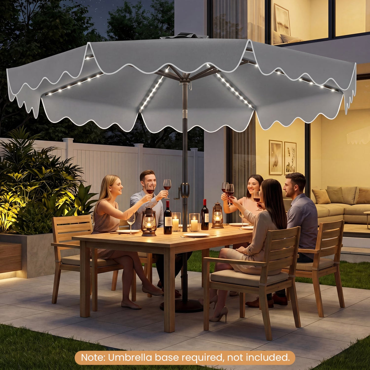 10 Feet Solar Patio Umbrella with Color-Changing LED Lights-Gray view 3