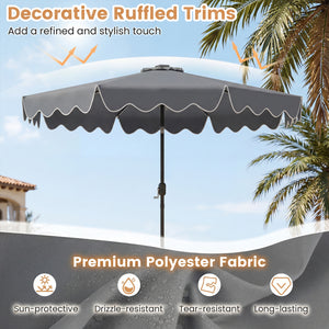 10 Feet Solar Patio Umbrella with Color-Changing LED Lights-Gray view 6