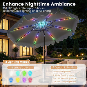 10 Feet Solar Patio Umbrella with Color-Changing LED Lights-Gray view 7
