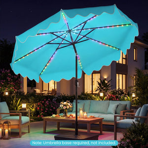 10 Feet Solar Patio Umbrella with Color-Changing LED Lights-Turquoise view 2