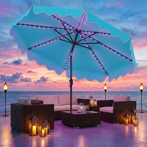 10 Feet Solar Patio Umbrella with Color-Changing LED Lights-Turquoise view 5