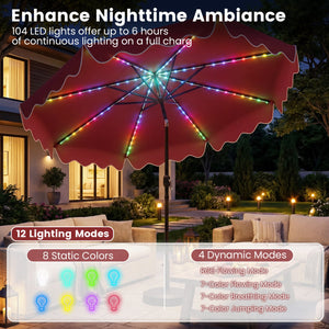 10 Feet Solar Patio Umbrella with Color-Changing LED Lights-Wine view 7