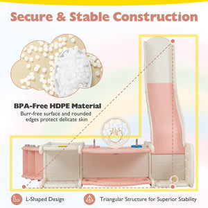 10 in 1 Toddler Slide Set Kids Slide and Climber Playset Indoor Playground-Pink view 9