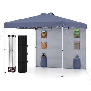 10 x 10 FT Pop up Canopy Tent with Sidewall 6 Pockets Instant Setup Commercial Gazebo-Gray view 4