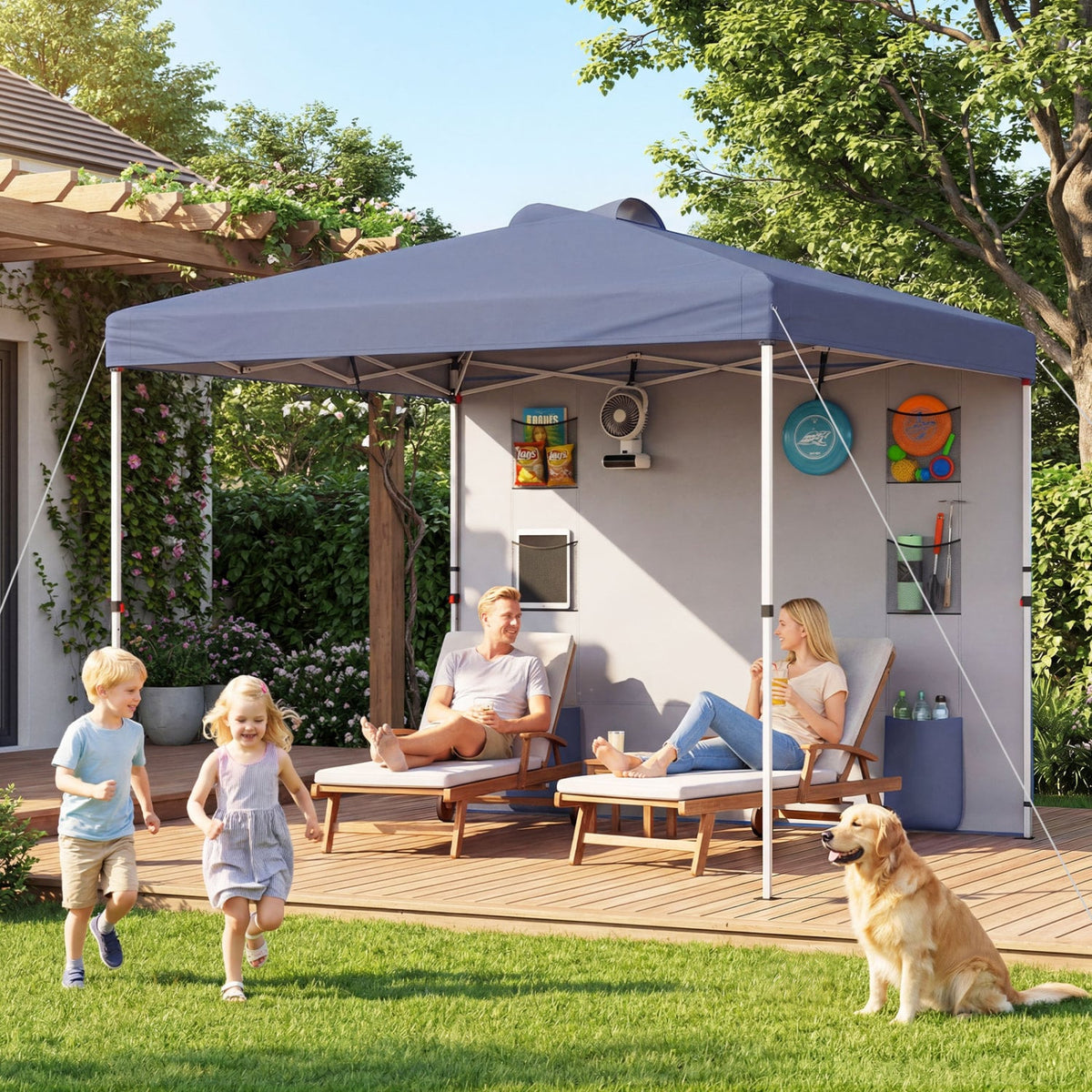 10 x 10 FT Pop up Canopy Tent with Sidewall 6 Pockets Instant Setup Commercial Gazebo-Gray view 2