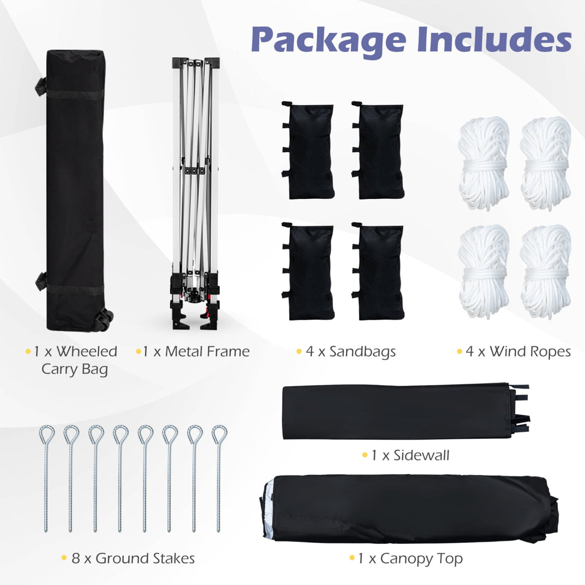 10 x 10 Feet Foldable Commercial Pop-up Canopy with Roller Bag and Banner Strip-Black view 4