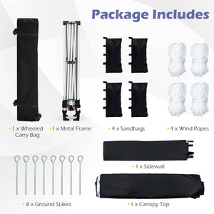 10 x 10 Feet Foldable Commercial Pop-up Canopy with Roller Bag and Banner Strip-Black view 4