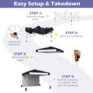 10 x 10 Feet Foldable Commercial Pop-up Canopy with Roller Bag and Banner Strip-Black view 6